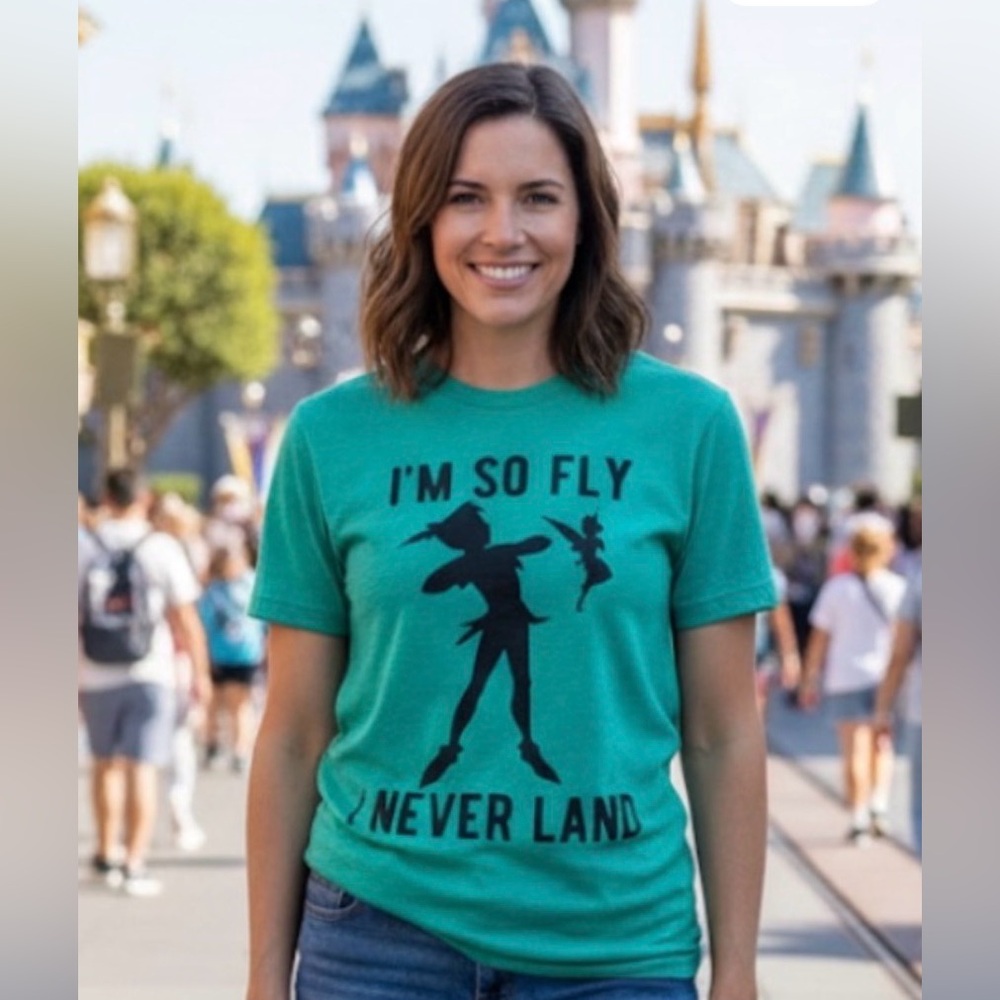 Disney Peter Pan Im‎ So Fly I Never Land Green Graphic T-Shirt XL Tinker Bell